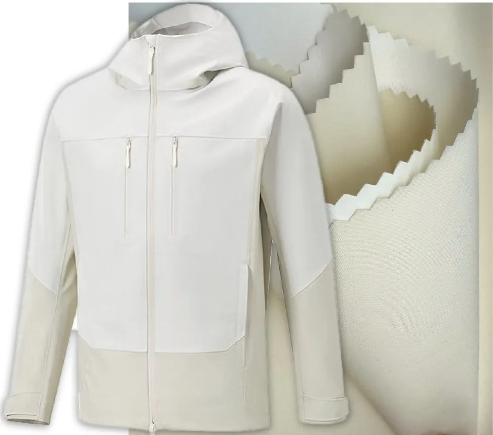 HB001 Double Weft T800: fabric swatch and garment example