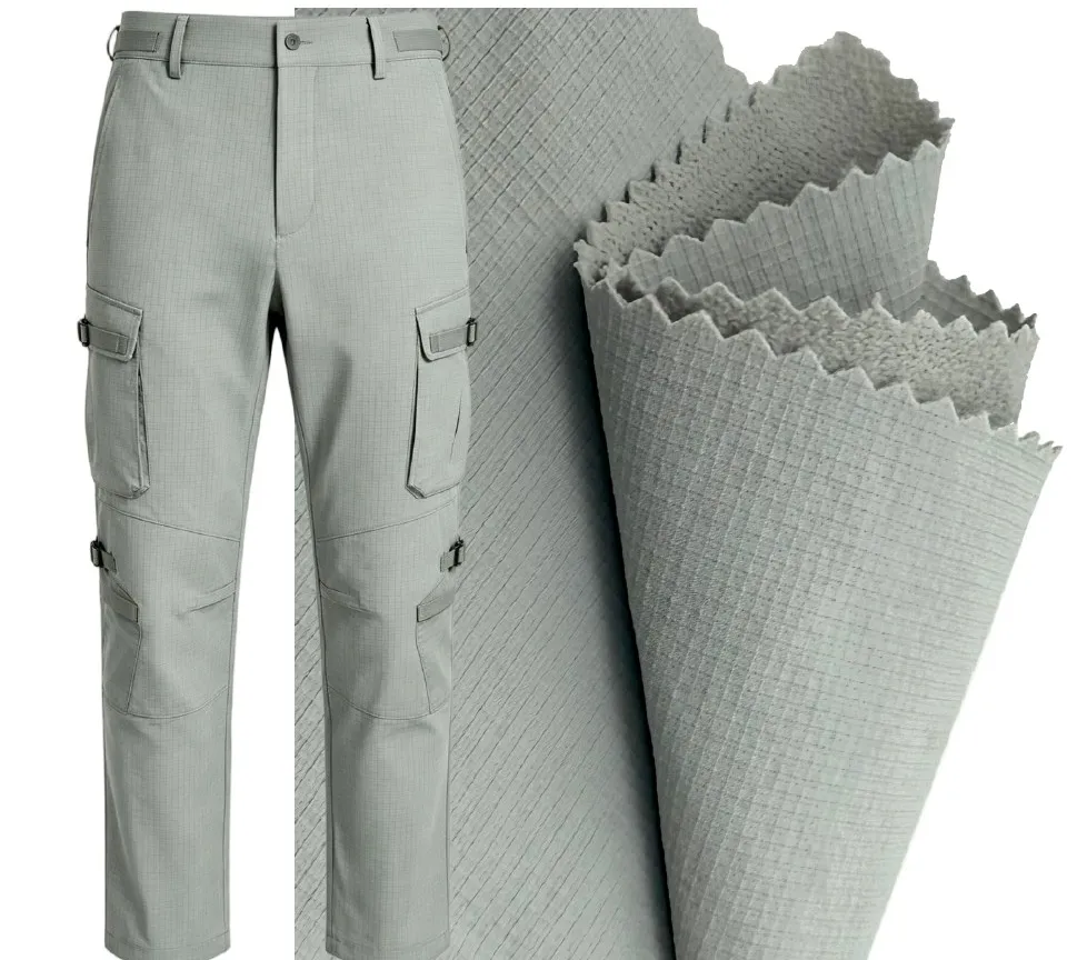 HB027 250D Matte Check Climbing Fabric fabric with garment example